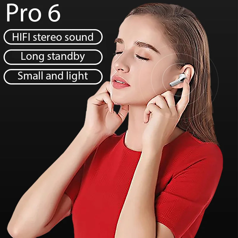 Air Pro 6 TWS Wireless Bluetooth 5.3 Earbuds with Mic & Charging Case