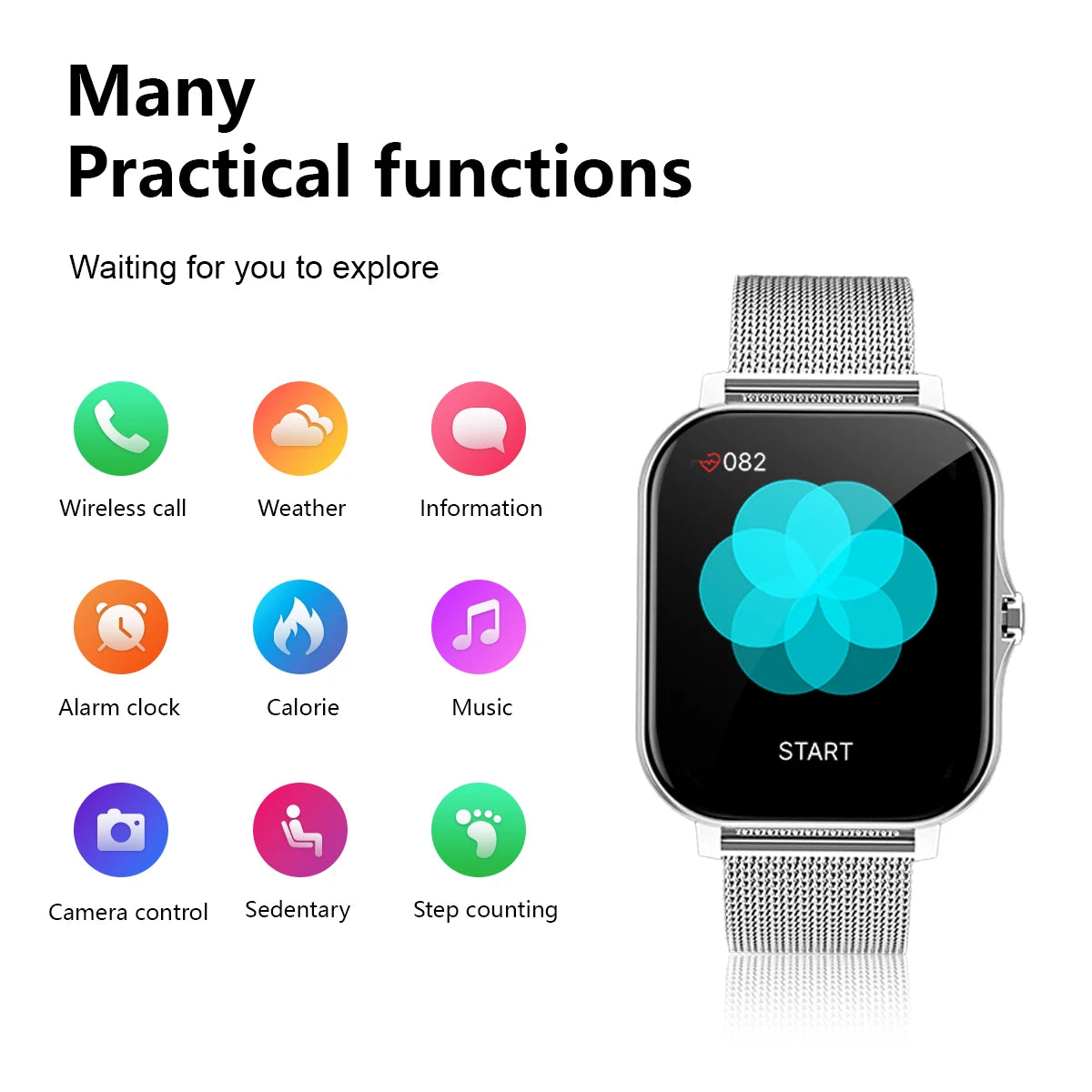 Smartwatch with Wireless Calling, Sport Mode & Fitness Tracking for iPhone/Android